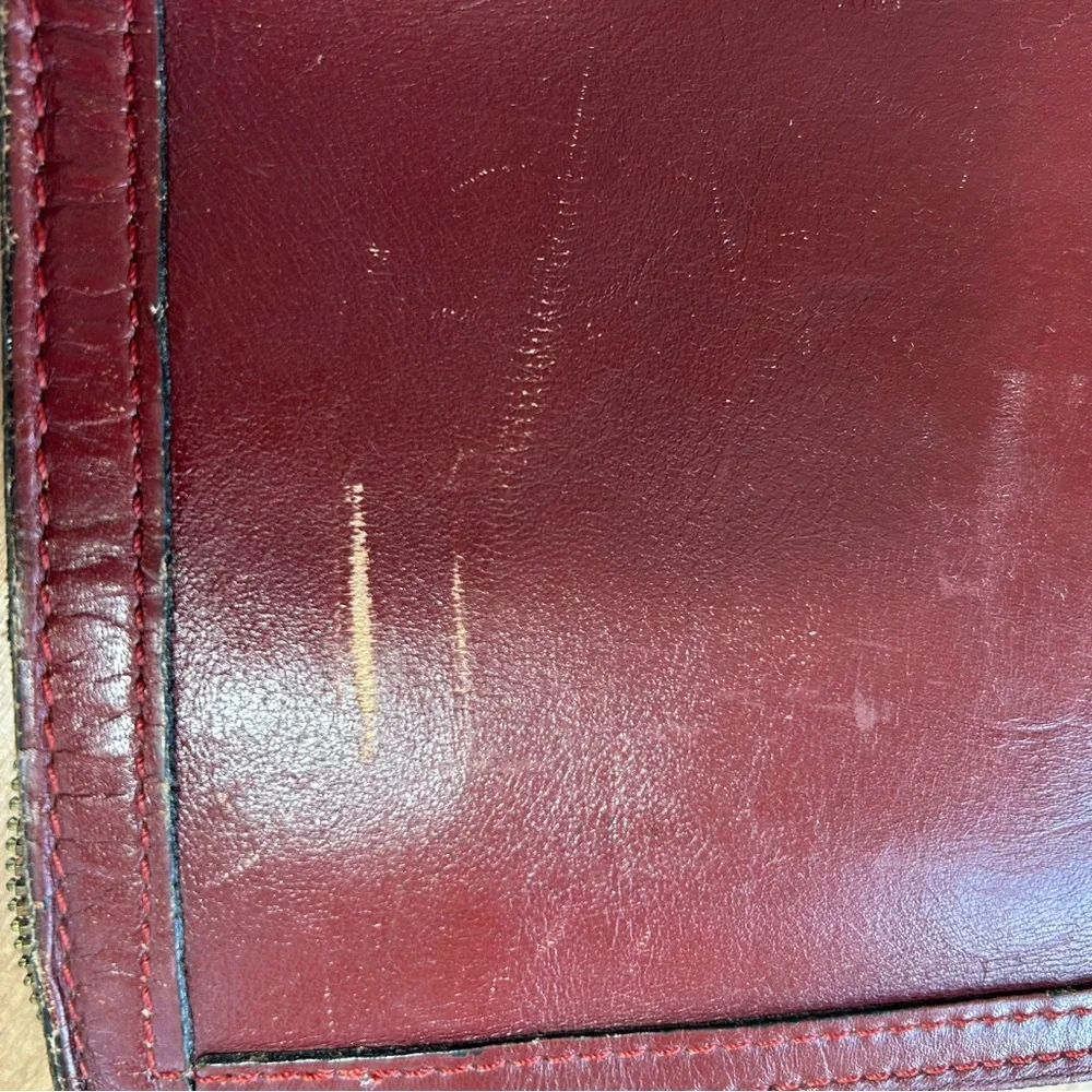 Vintage 1980’s Top Grain Leather Red Burgundy Portfolio Attaché Briefcase